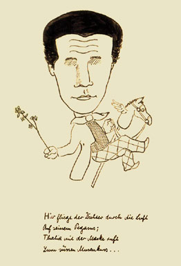 Kalbeck's caricature of himself as a poet riding a hobby horse